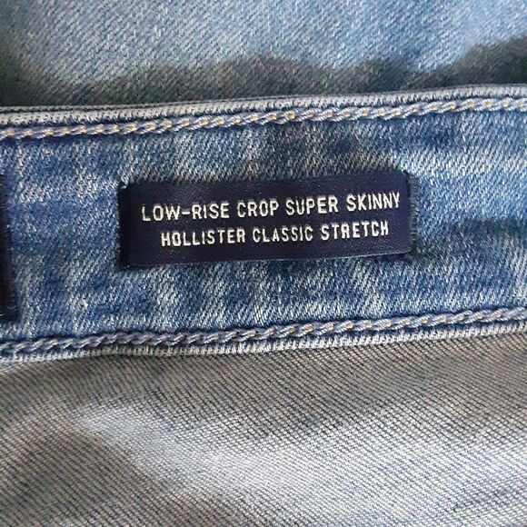 HOLLISTER Jeans Womens Size 9R Distressed Blue Skinny Zipper Ankle Low Rise Crop - Picture 4 of 11